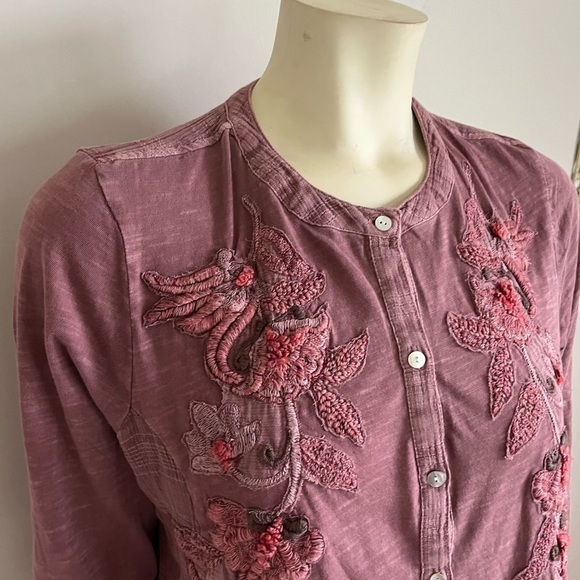 NWT Soft Surroundings Women’s L'Enchanté Floral Embroidered Blouse Rose PM - Picture 5 of 16